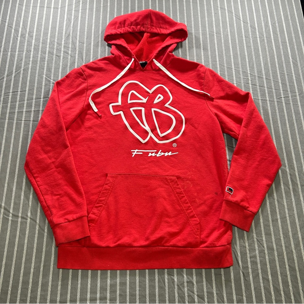 FUBU Mens Red Fleece Pullover Hoodie Sweatshirt Size Medium(38-40)